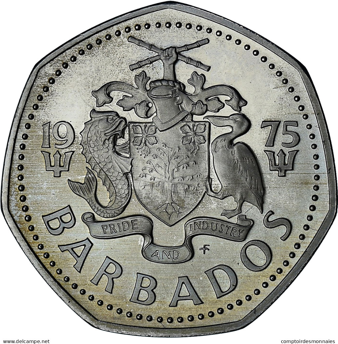 Barbade, Dollar, 1975, Proof, SPL+, Du Cupronickel, KM:14.1 - Barbades