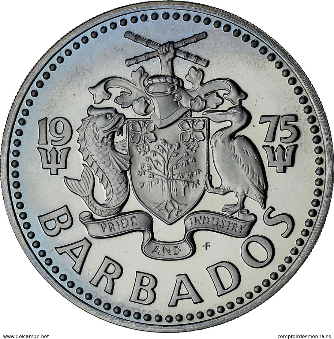 Barbade, 2 Dollars, 1975, Proof, SPL+, Du Cupronickel, KM:15 - Barbados