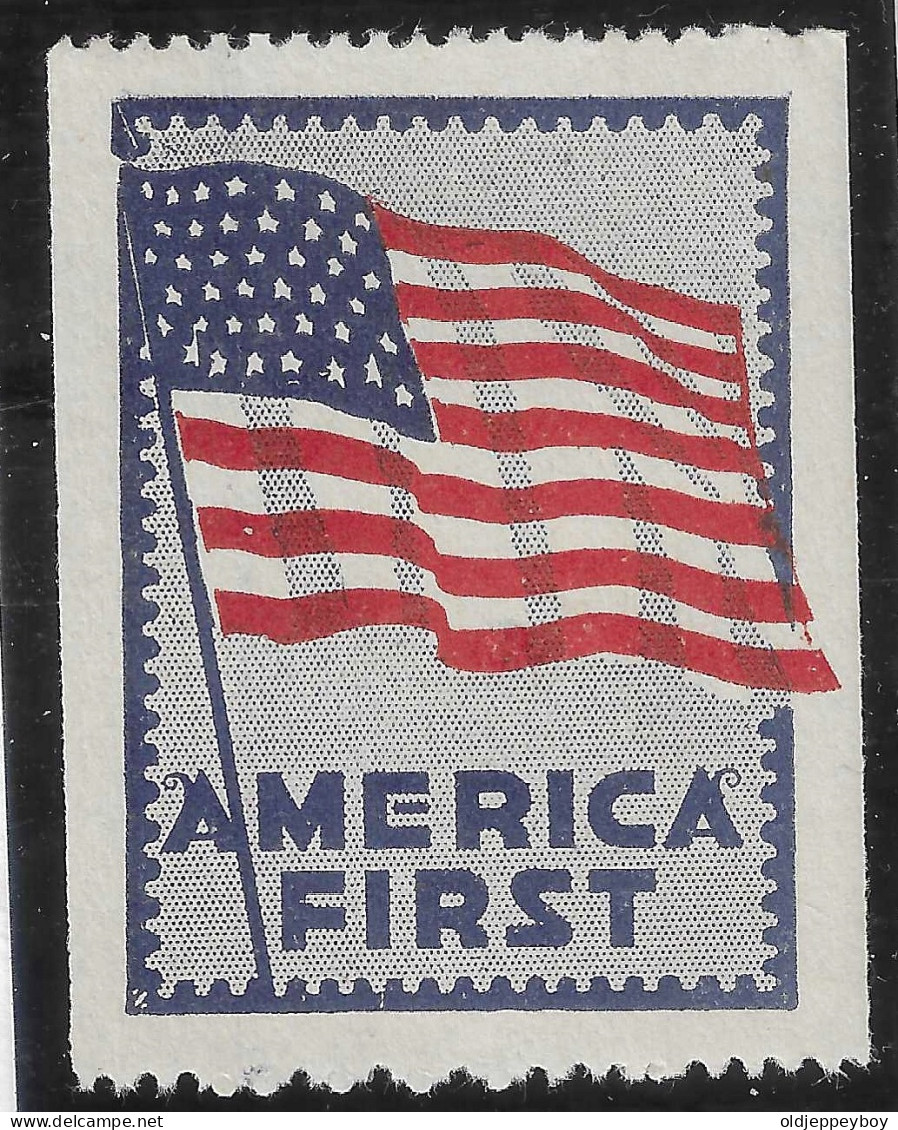 1914- 1918 WW1 EPOQUE DELANDRE USA Cinderella Vignette Usa Flag AMERICA FIRST  - Militaria
