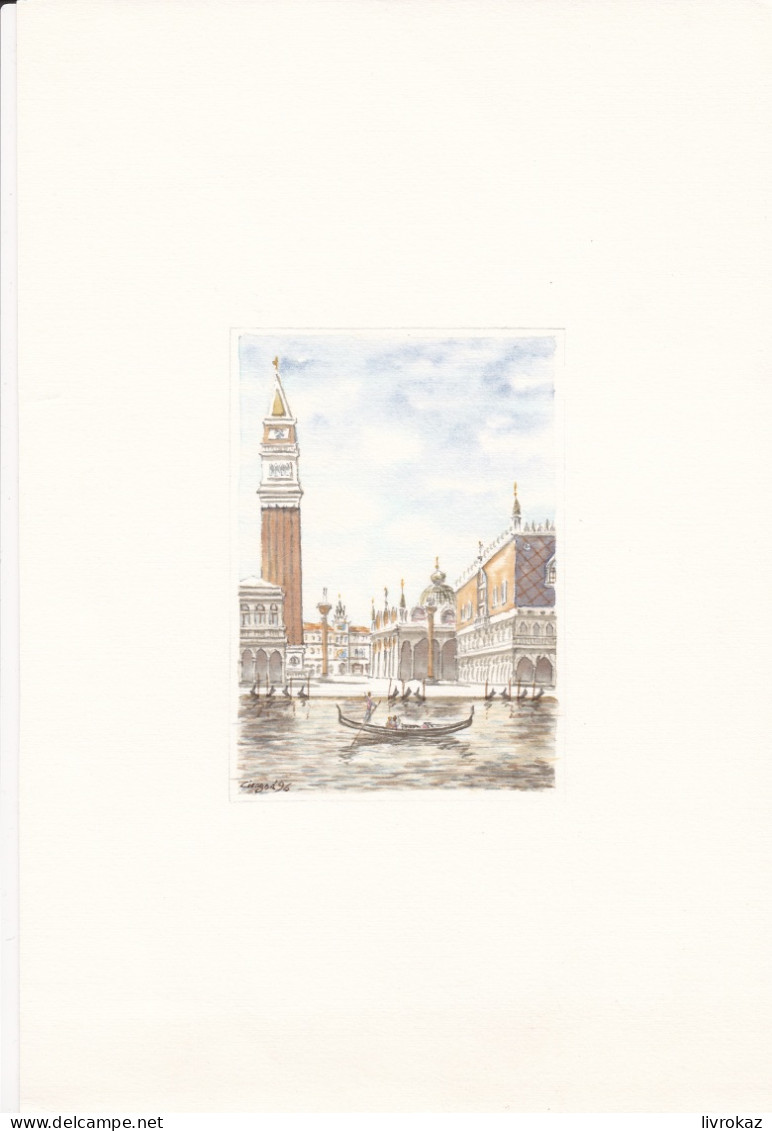 Aquarelle Venise Place Saint-Marc - Arte Contemporanea