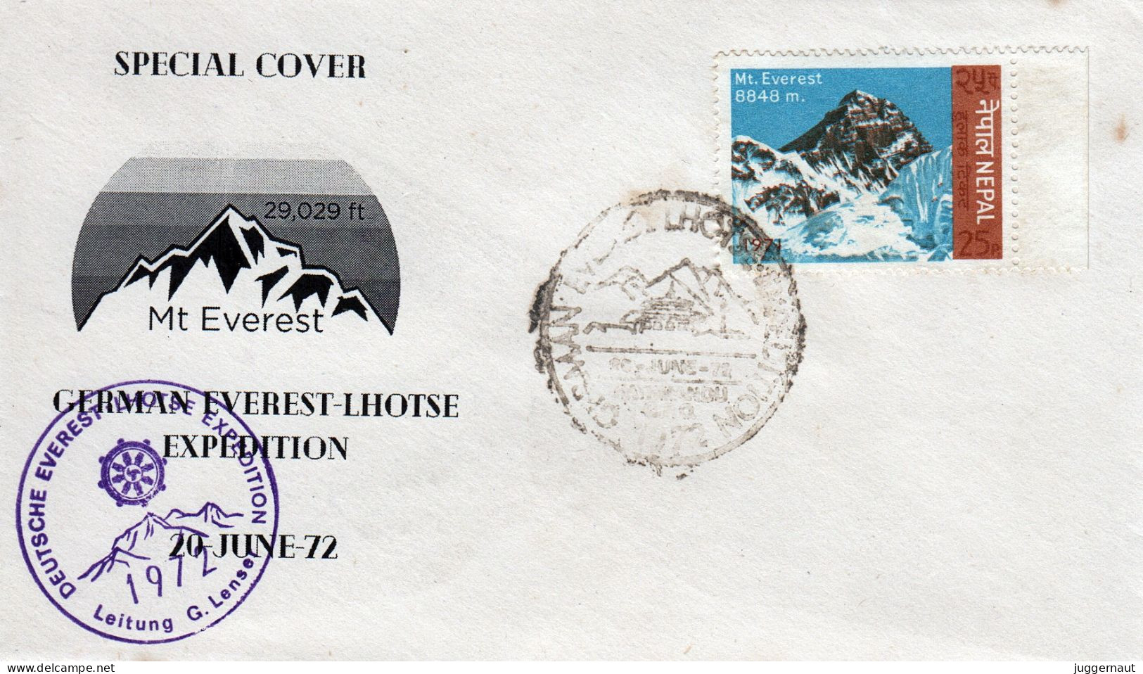 German-Everest-Lhotse Expedition Cover 1972 Nepal - Mountains