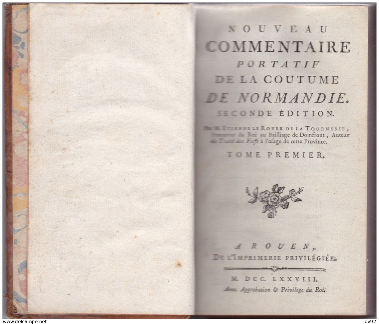 NOUVEAU COMMENTAIRE PORTATIF DE LA COUTUME DE NORMANDIE ETIENNE LE ROYER - Normandië