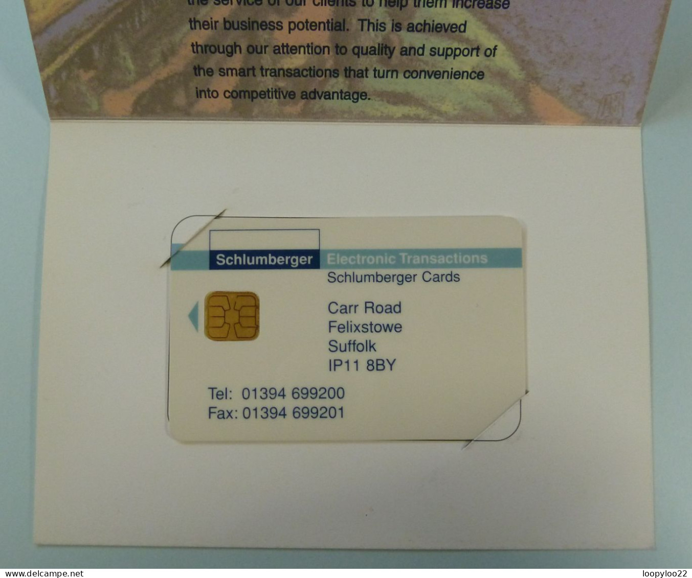 UK - Great Britain - Schlumberger - Electronic Transactions - Felixstowe Suffolk - Mint In Folder - R - Colecciones