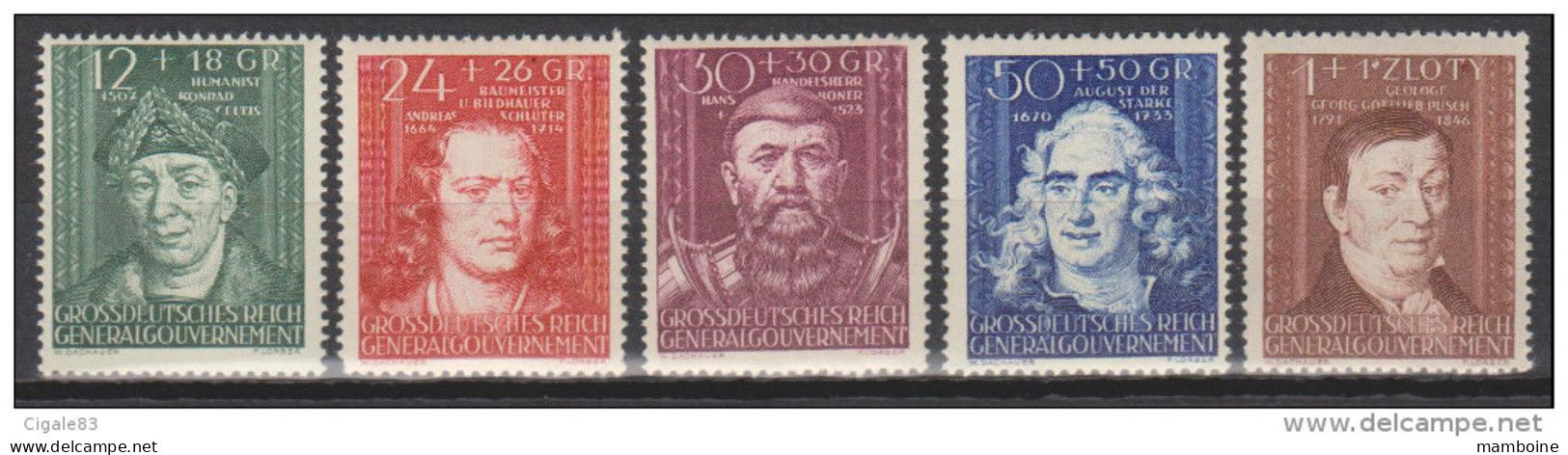 Allemagne ~ Pologne Gouvernement General  1944  N°131/ 35  Neuf X X  5 Valeurs - General Government