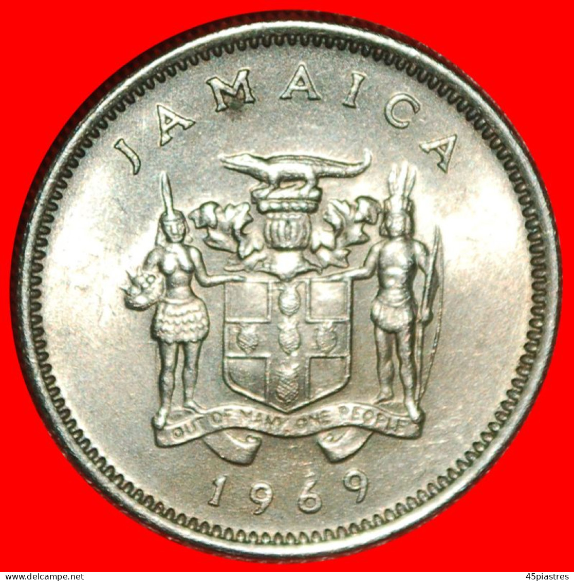 * GREAT BRITAIN (1969-1989): JAMAICA  5 CENTS 1969 CROCODILE UNC MINT LUSTRE! · LOW START · NO RESERVE! - Jamaica