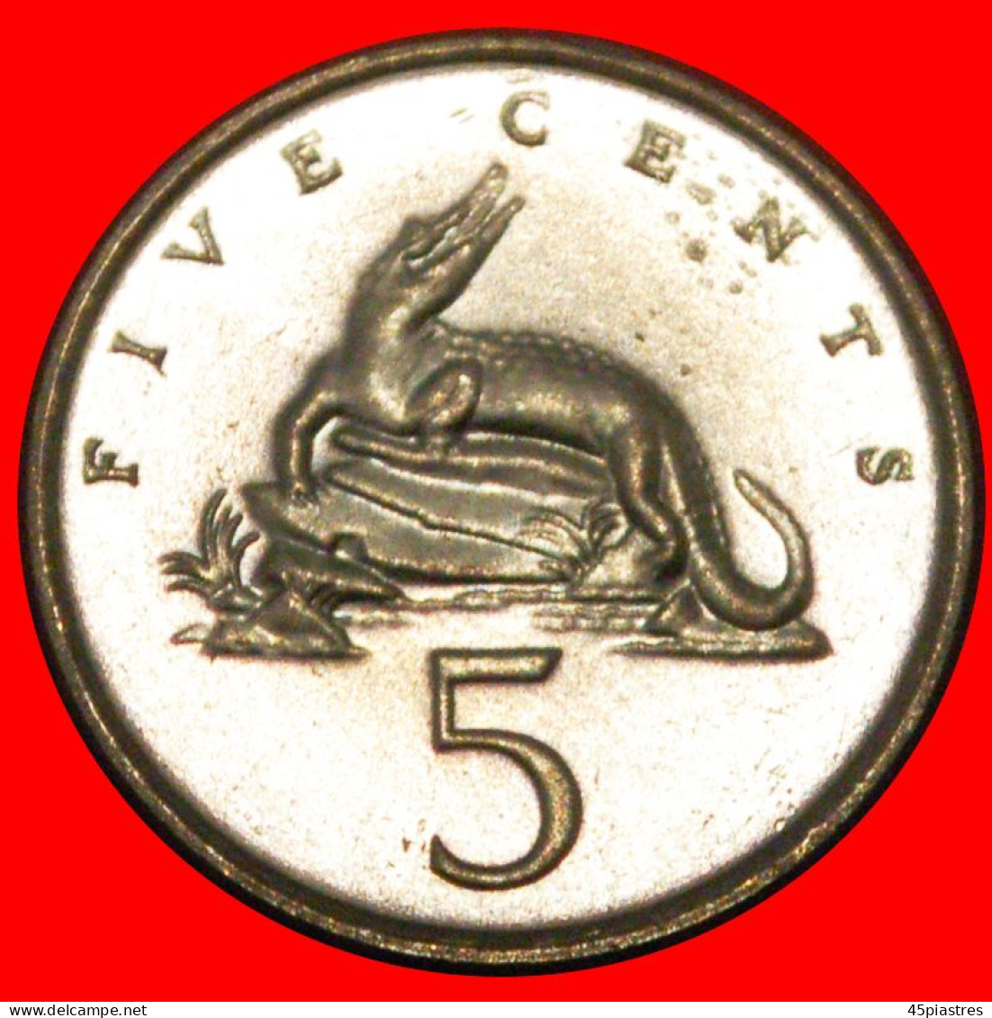 * GREAT BRITAIN (1990-1993): JAMAICA  5 CENTS 1990 CROCODILE UNC MINT LUSTRE! · LOW START · NO RESERVE! - Jamaica