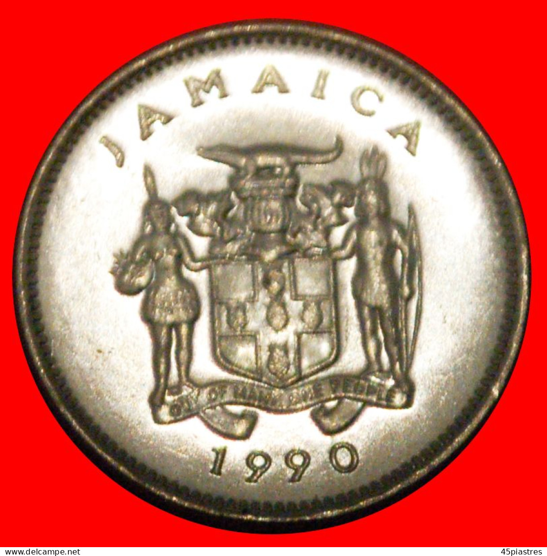 * GREAT BRITAIN (1990-1993): JAMAICA  5 CENTS 1990 CROCODILE UNC MINT LUSTRE! · LOW START · NO RESERVE! - Jamaica