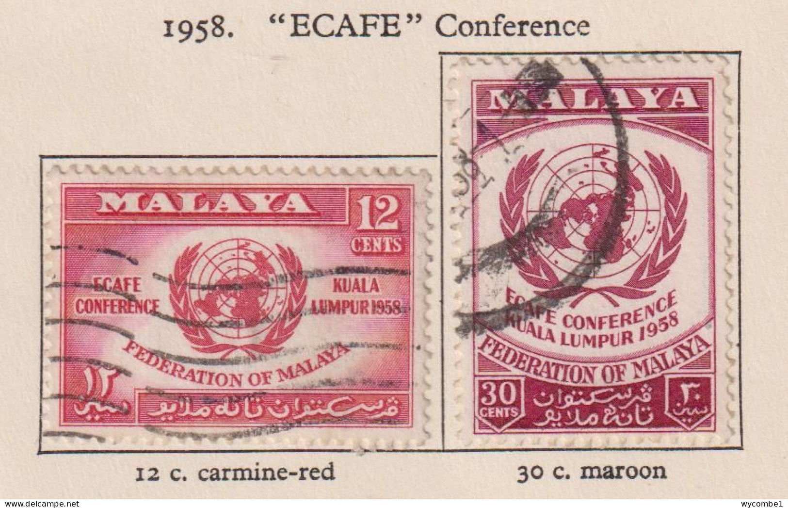 MALAYAN FEDERATION - 1958 United Nations Set Used As Scan - Federated Malay States