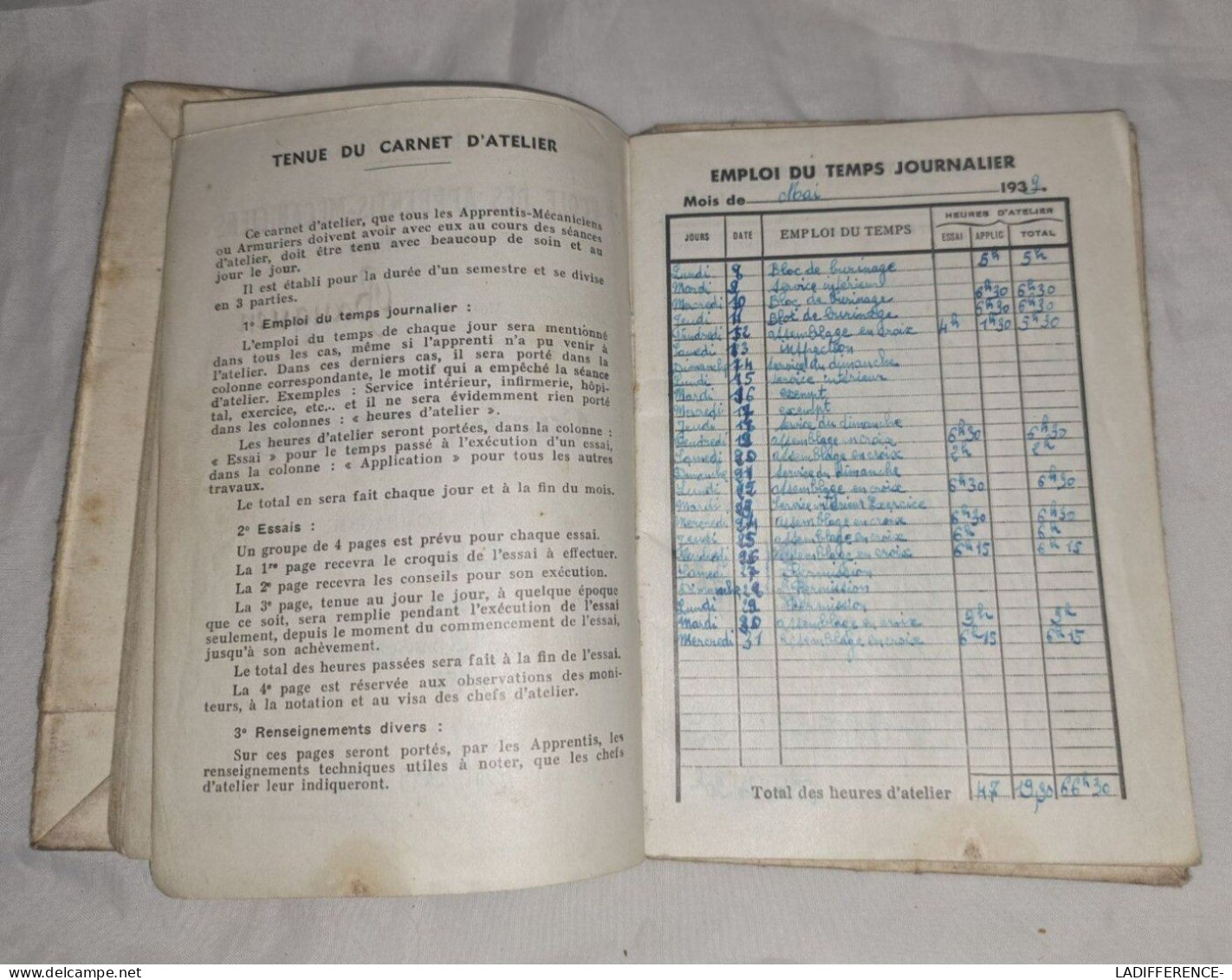 Petit Carnet D'Apprenti Ecole Des Apprentis-Mécaniciens De Lorient Avril 39 - Boats