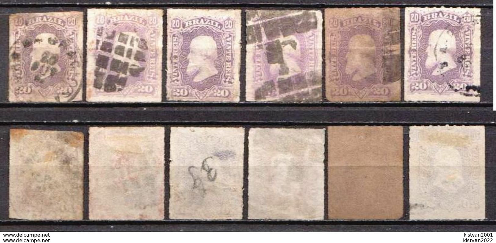 Brazil 6 Used Stamps With Emperor Dom Pedro II From 1877 - Usati