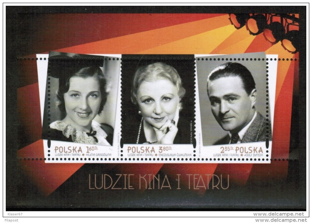 POLAND 2013, Mi 220 People Of Cinema And Theatre, Actors Mini SHEET MNH ** - Ungebraucht