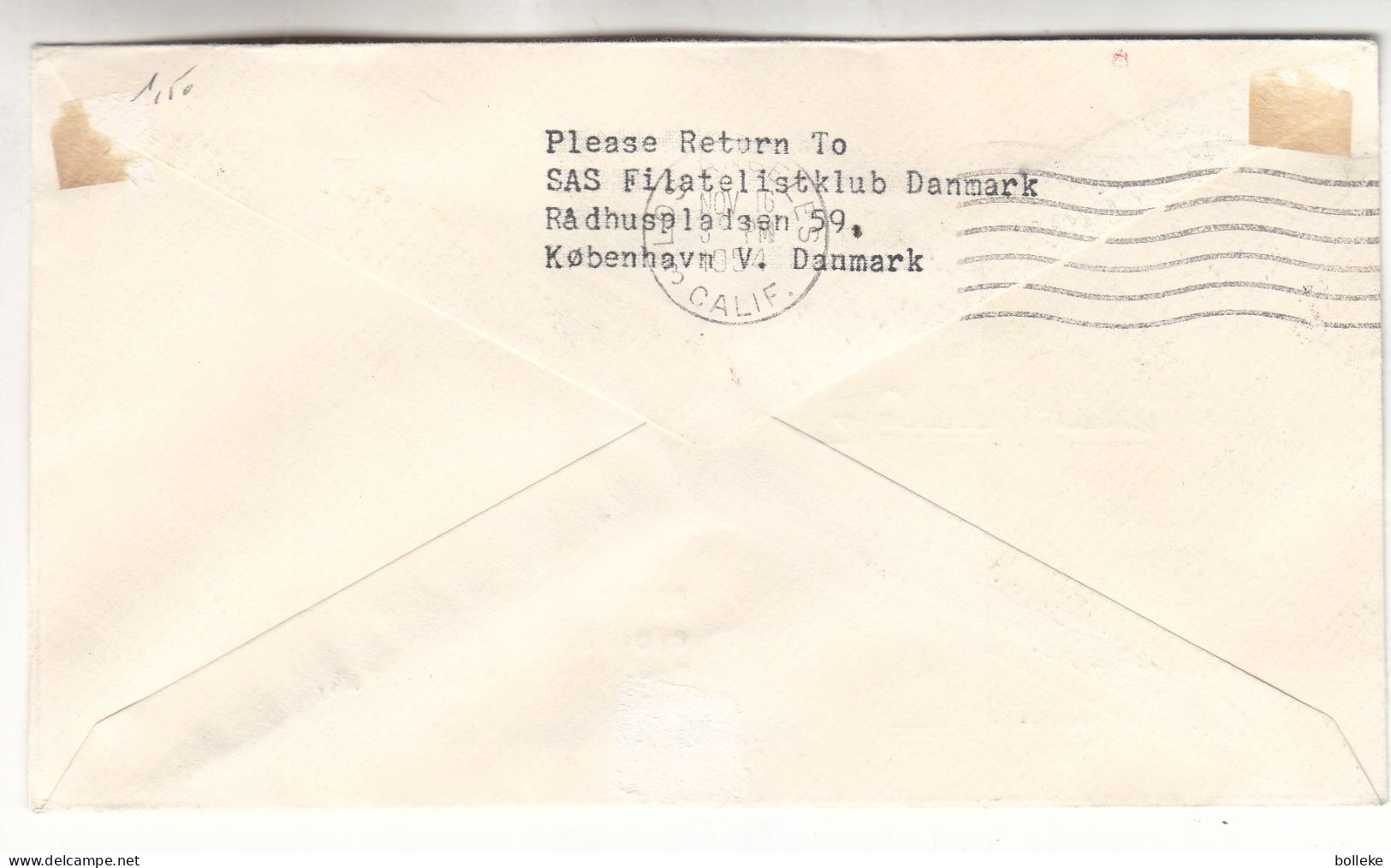 Danemark - Lettre De 1954 - Oblit Kobenhavn - 1 Er Vol SAS Kobenhavn Gronland Los Angeles - - Covers & Documents