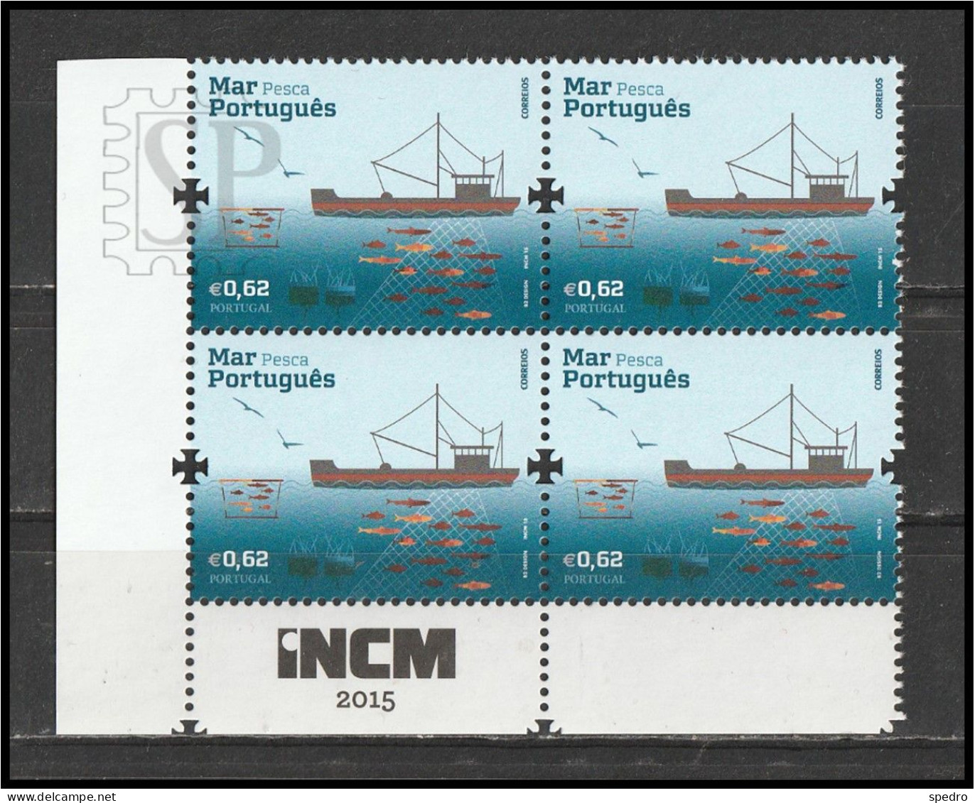 Portugal 2015 Mar Português Sea Mer Navigation INCM Pesca Fishing Imprensa Nacional Casa Da Moeda Corner Sheet - Volledige & Onvolledige Vellen