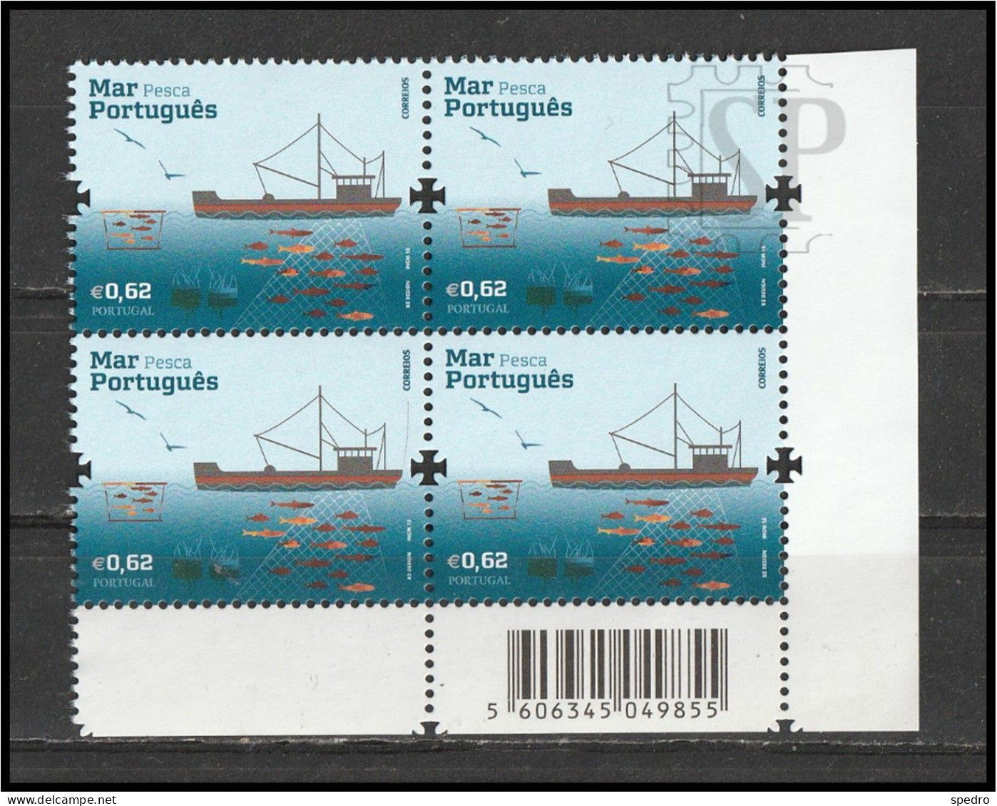 Portugal 2015 Mar Português Sea Mer Navigation Pesca Fishing Corner Sheet Code Código Barras Canto De Folha - Hojas Completas
