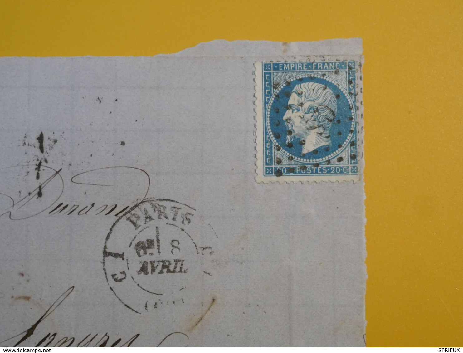 Q30 FRANCE   LETTRE   INCOMPLETE  1869  PARIS A LANGRES + NAPOLEON N° 22 +AFF. INTERESSANT+++ - 1862 Napoleon III