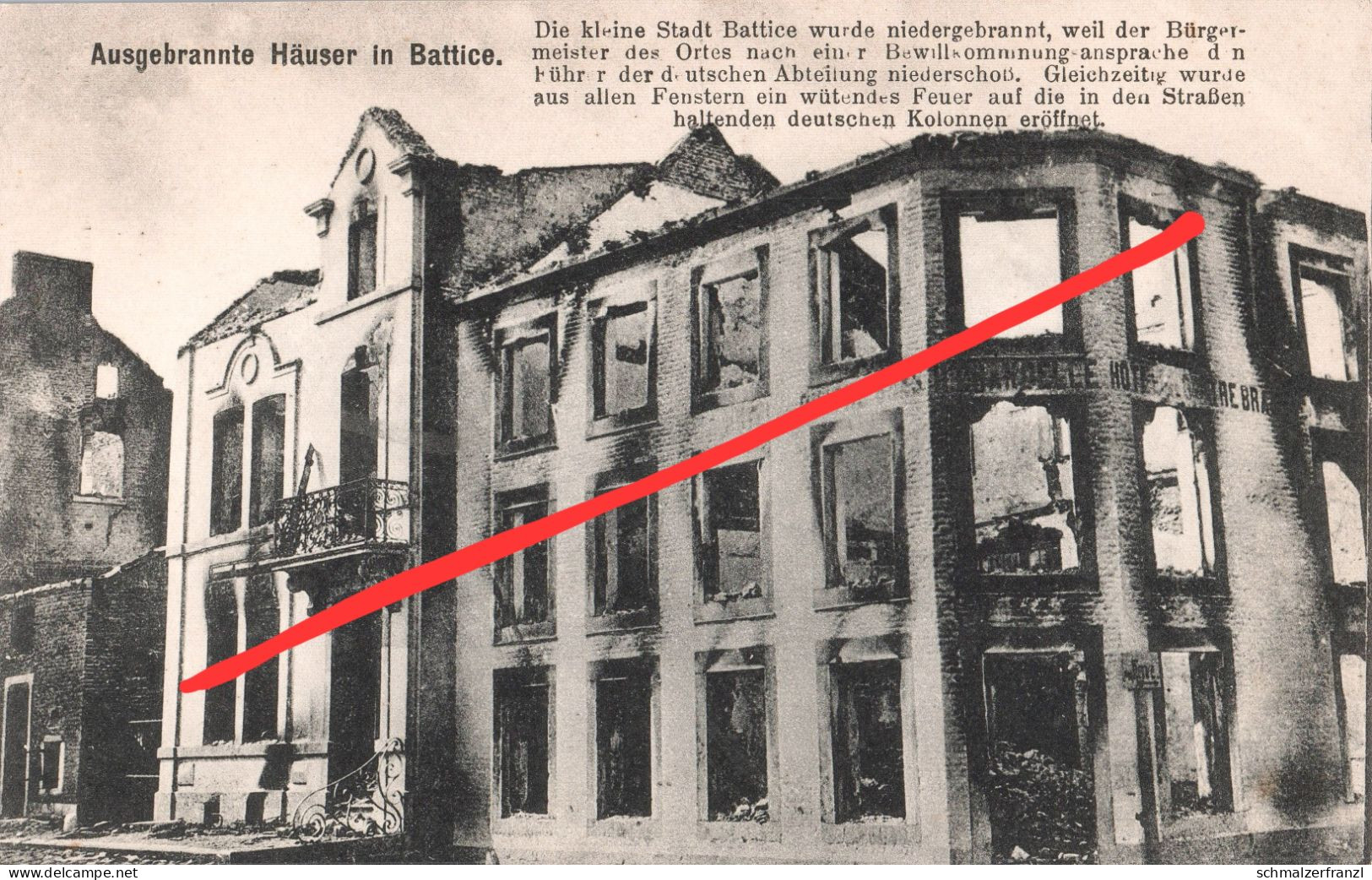 CPA AK Battice Ausgebrannte Häuser Hotel A Herve Dison Krieg Destruction Guerre Krieg WW1 Wallonie Liege Lüttich - Herve