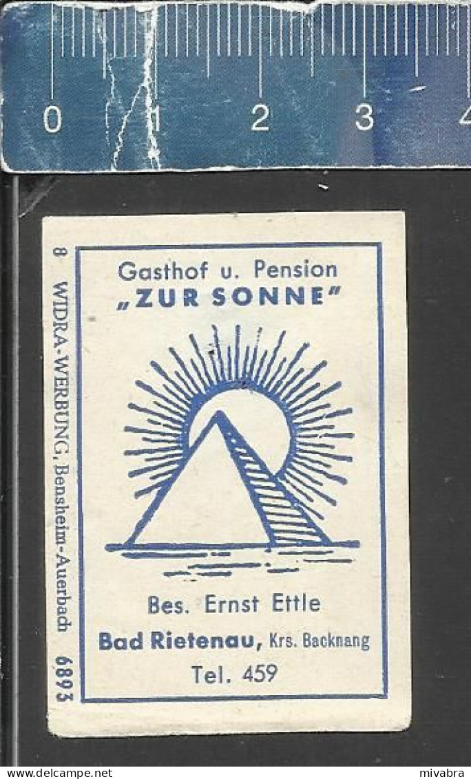 GASTHOF ZUR SONNE BAD RIETENAU KRS. BACKNANG (PYRAMID) - ALTES DEUTSCHES STREICHHOLZ ETIKETT - Zündholzschachteletiketten