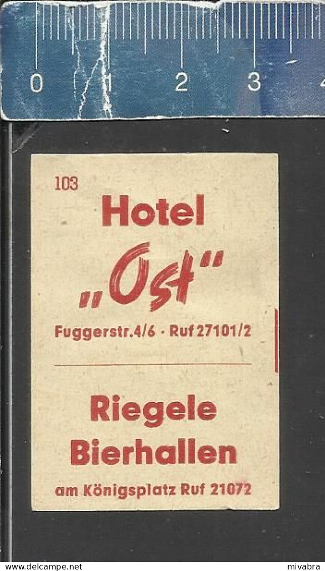 HOTEL OST - RIEGELE BIERHALLEN - ALTES DEUTSCHES STREICHHOLZ ETIKETT - Zündholzschachteletiketten