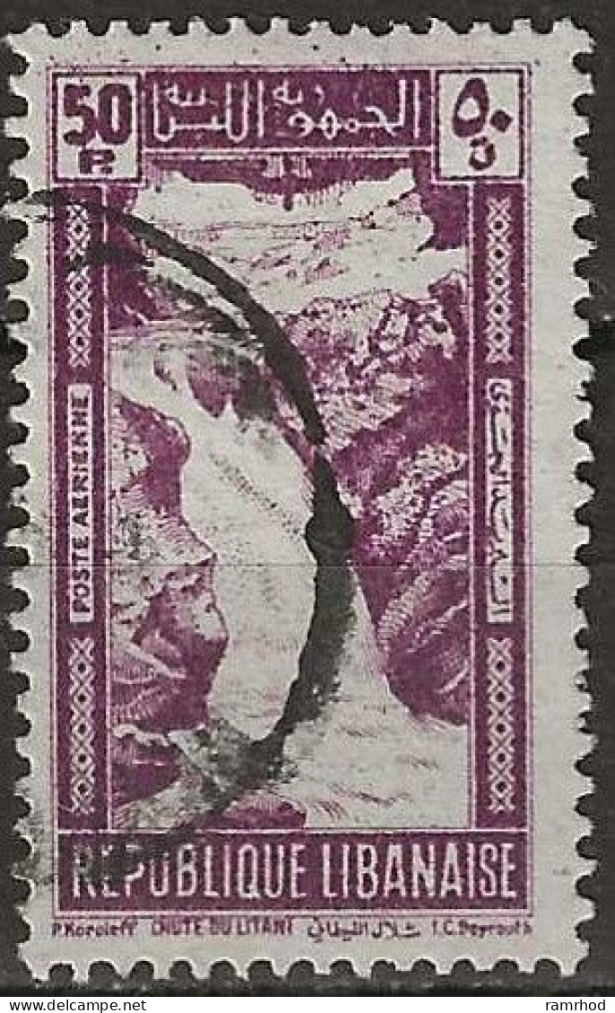 LEBANON 1945 Falls Of River Litani - 50p. - Purple FU - Liban