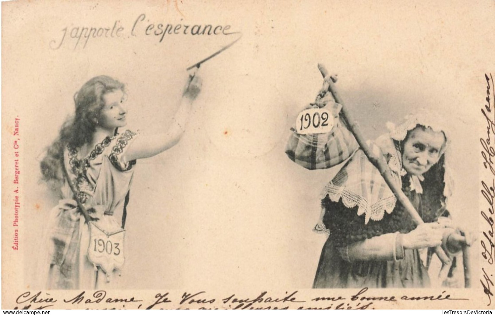 FANTAISIES - Une Fille Symbolisant L'année 1903 - J'apporte L'espérance - Carte Postale Ancienne - Men