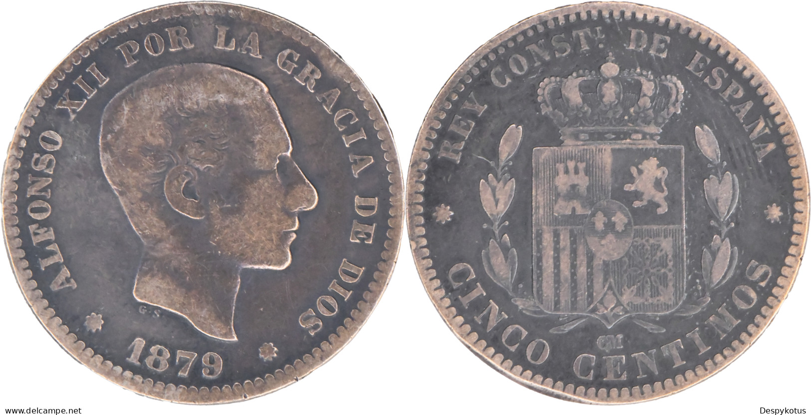 ESPAGNE - 1879 - CINCO CENTIMOS - Alfonso XII - 17-041 - Premières Frappes