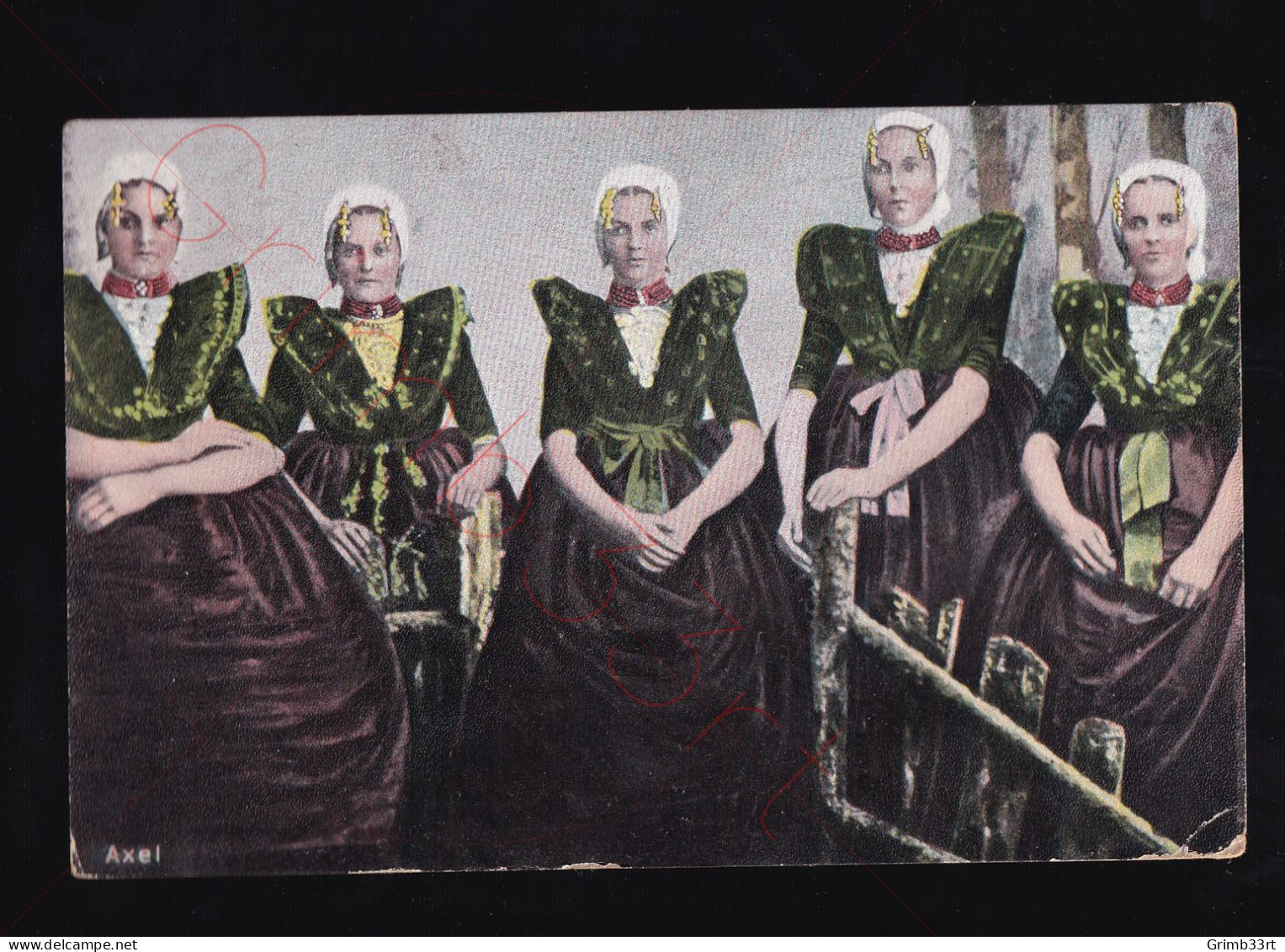 Axel - 5 Vrouwen In Traditionele Klederdracht - Postkaart - Axel