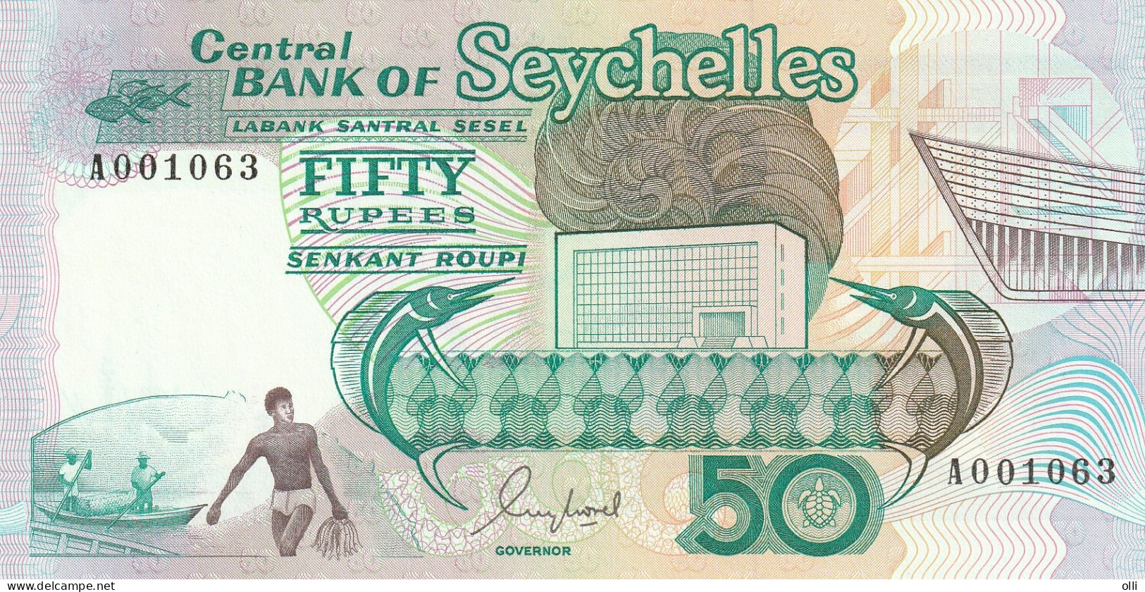 SEYCHELLES:  50 Rupees   ND/1989   P-34   UNC - Seychelles