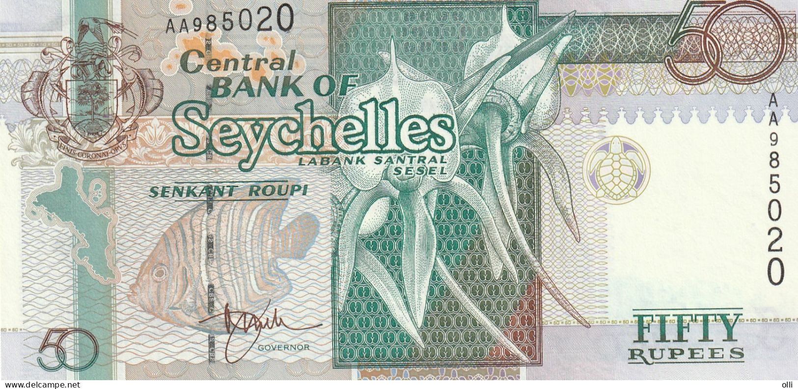 SEYCHELLES:  50 Rupees   ND/1989   P-34   UNC - Seychelles