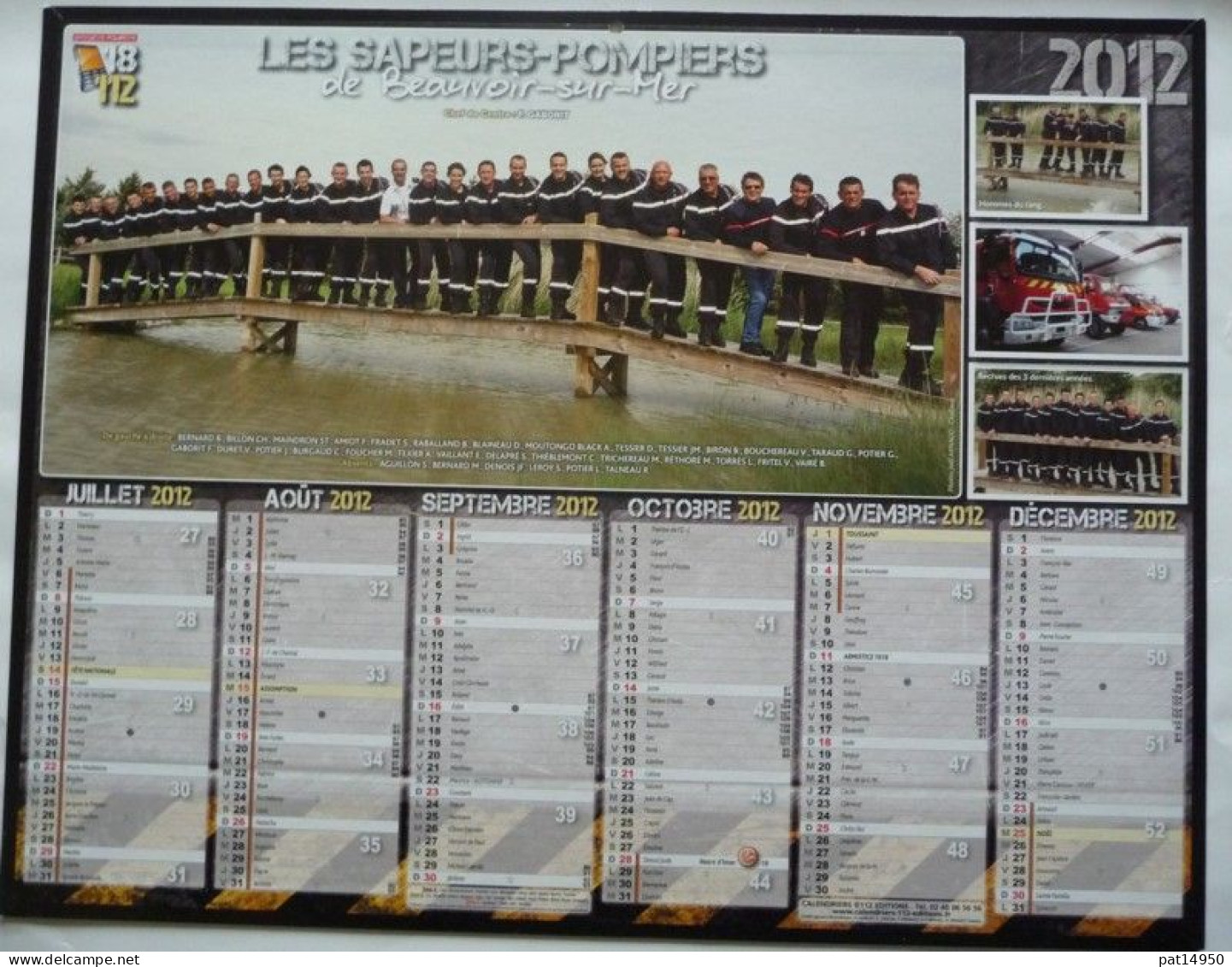 PAT14950 CALENDRIER 2012 Des SAPEURS POMPIERS De BEAUVOIR Sur MER En Vendée - Grand Format : 2001-...