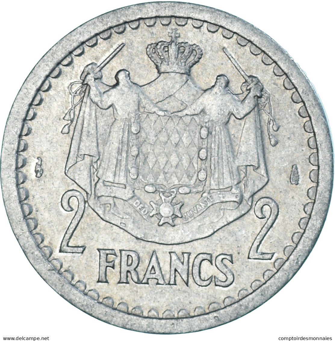 Monnaie, Monaco, 2 Francs, 1943 - 1922-1949 Louis II