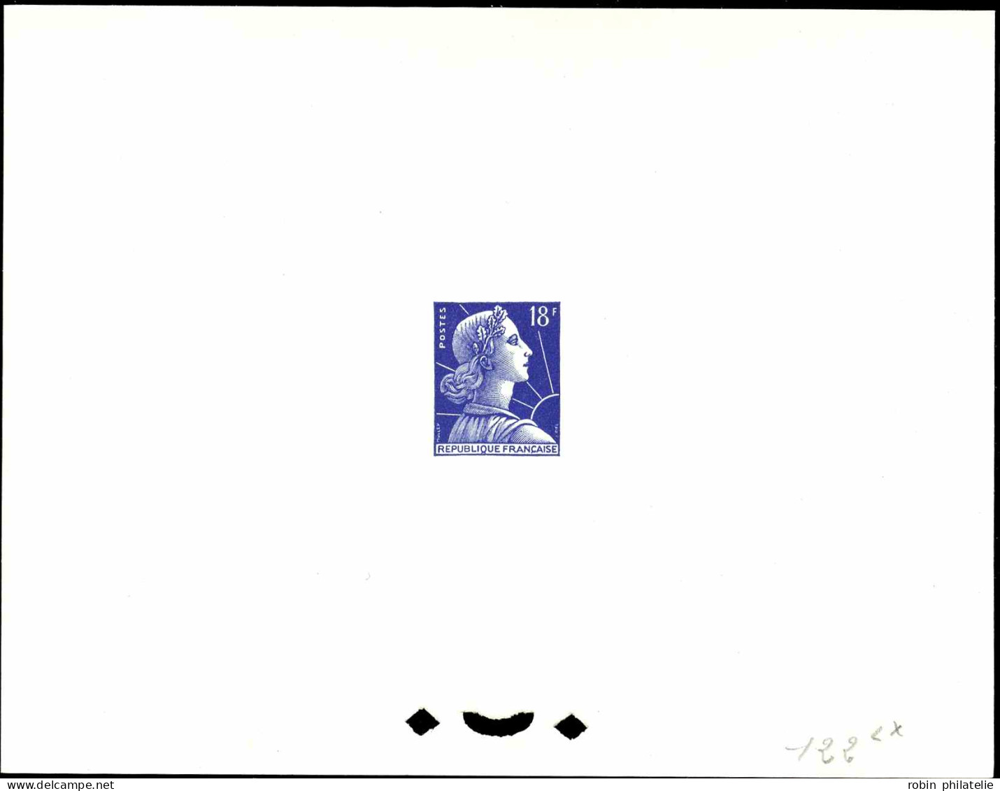 France épreuves Timbres D'usage Courant N°1011A  18f Marianne De Muller épreuve En Bleu    - 1955-1961 Marianne De Muller