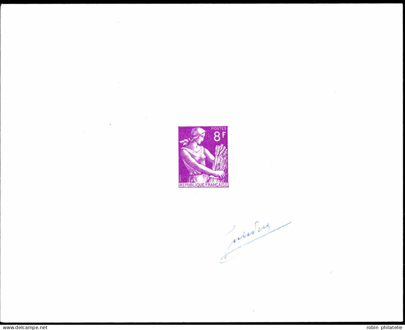 France épreuves Timbres D'usage Courant N°1115 8f Moissonneuse épreuve En Violet Signée    - 1957-1959 Reaper