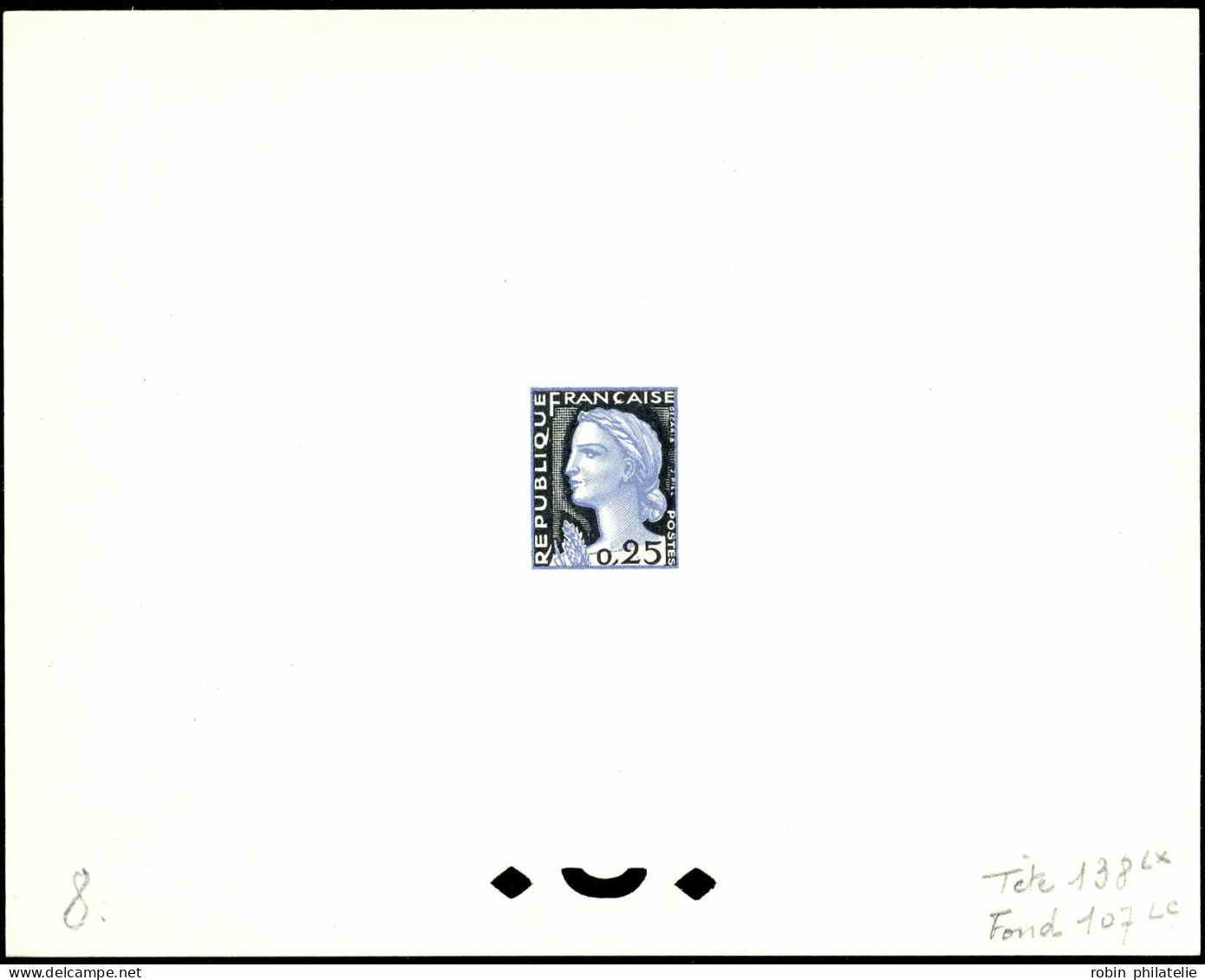 France épreuves Timbres D'usage Courant N°1263 .0,25 Marianne De Decaris épreuve En Bleu Et Noir    - 1960 Marianne De Decaris