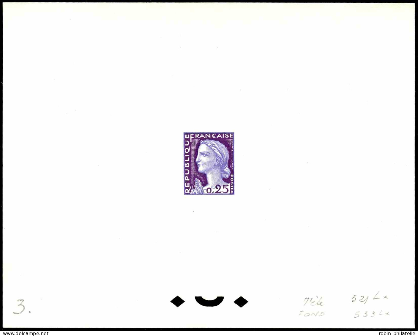 France épreuves Timbres D'usage Courant N°1263 .0,25 Marianne De Decaris épreuve En Violet Et Lilas    - 1960 Maríanne De Decaris