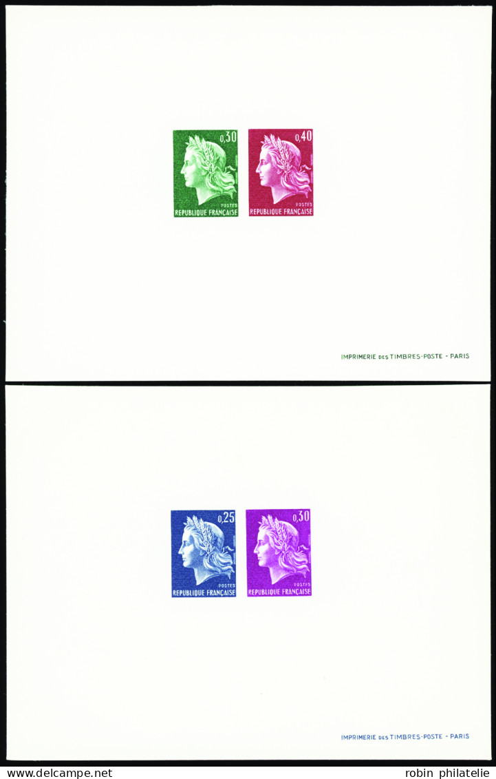 France épreuves Timbres D'usage Courant N°1535/1536B   Marianne De Cheffer 2 épreuves Collectives    - 1962-1965 Cock Of Decaris