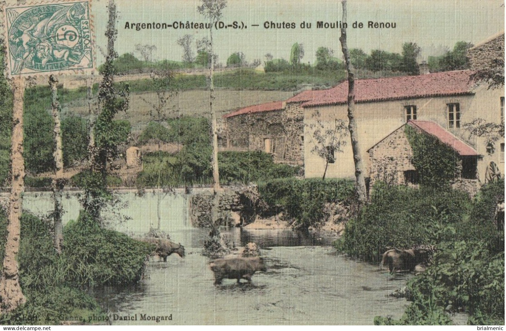 ARGENTON-CHATEAU  Chute Du Moulin De Renou  ( Carte Toilée ) - Argenton Chateau