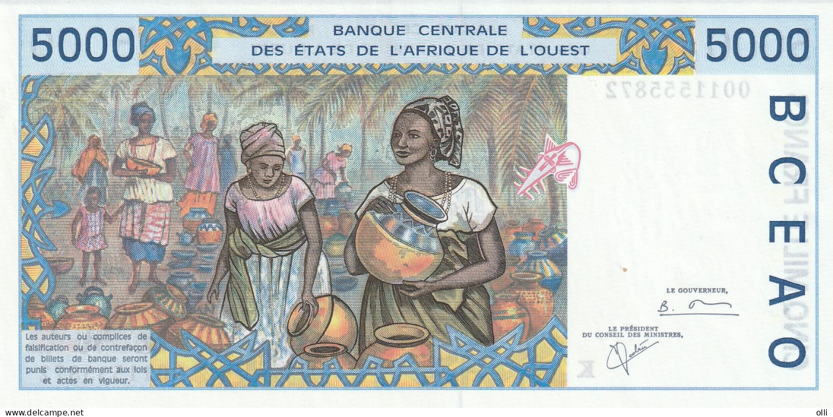 SENEGAL (BCEAO) 5000 Francs ND/1996 2002  P-713K  UNC - Senegal