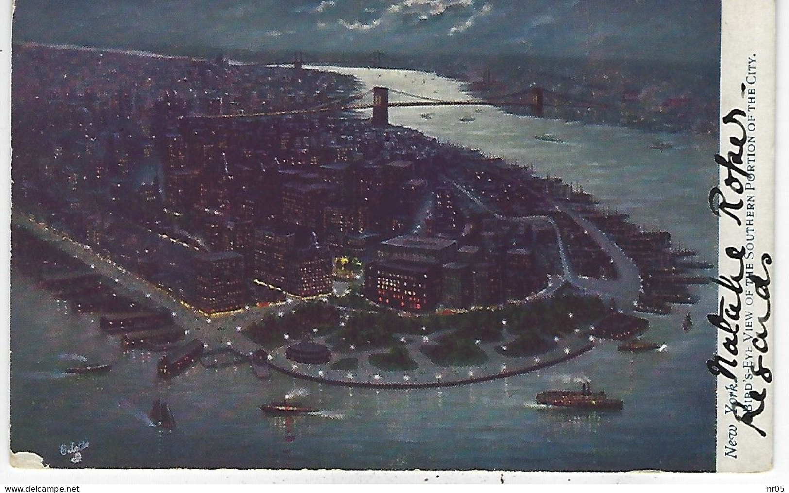 NEW YORK - Bird's Eye View Of The Southern Portion Of The City ( CP Vers France Saumur - Timbre Et Obliteration 1908 ) - Panoramische Zichten, Meerdere Zichten