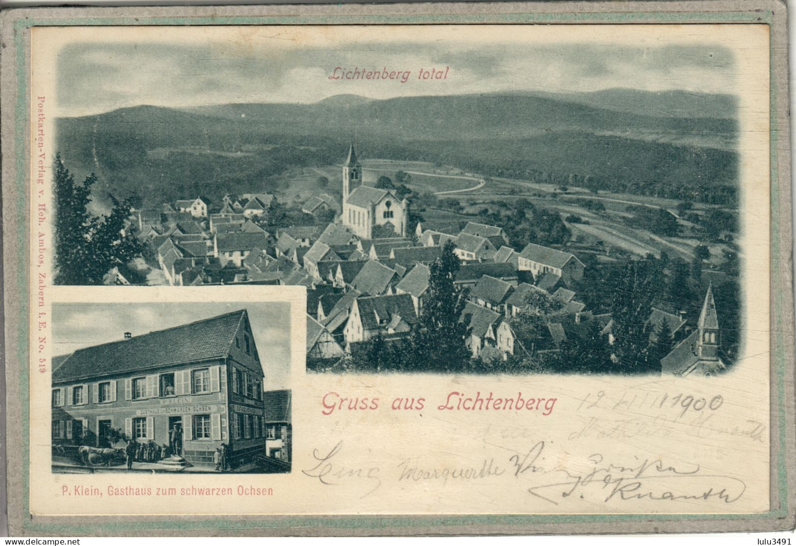 CPA - LICHTENBERG (67) - Carte Multi-Vues De 1900 - Restaurant Au Boeuf Noir - Benfeld