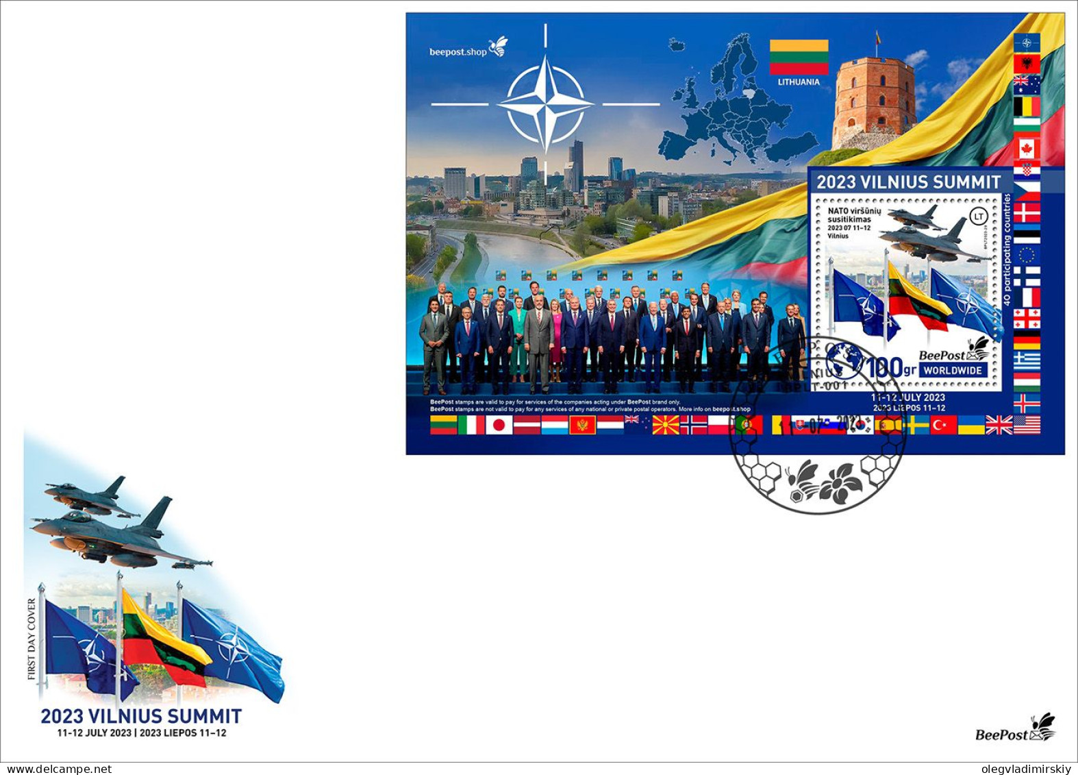 Lithuania Litauen Lituanie 2023 Summit NATO In Vilnius BeePost Block FDC - OTAN