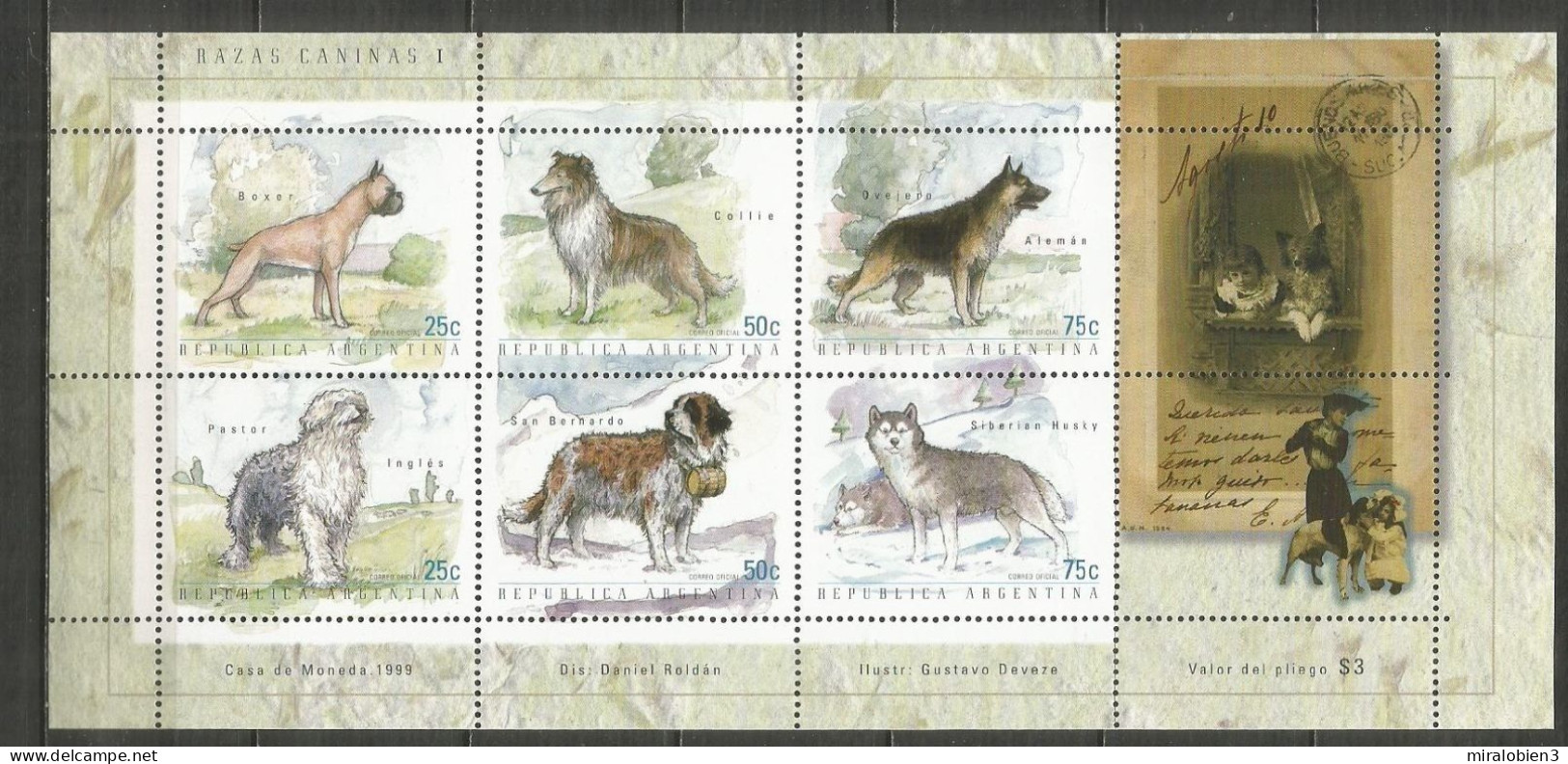 ARGENTINA YVERT NUM. 2095/2100 ** SERIE COMPLETA SIN FIJASELLOS FAUNA PERROS DE RAZA - Nuovi