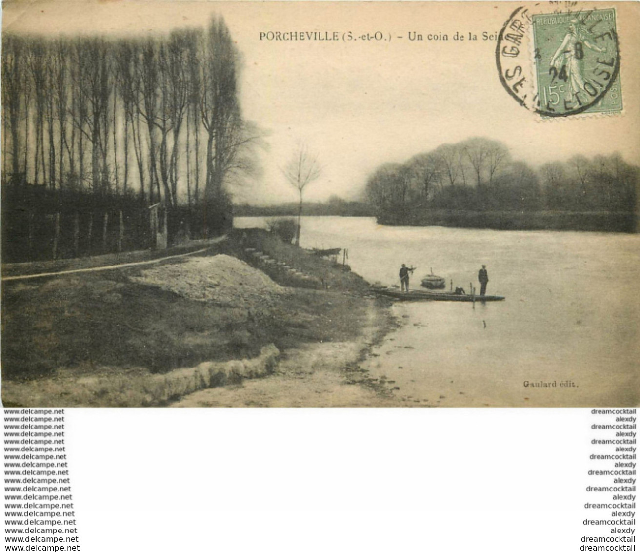 78 PORCHEVILLE. Un Coin Sur La Seine Avec Pêcheurs 1924 - Porcheville
