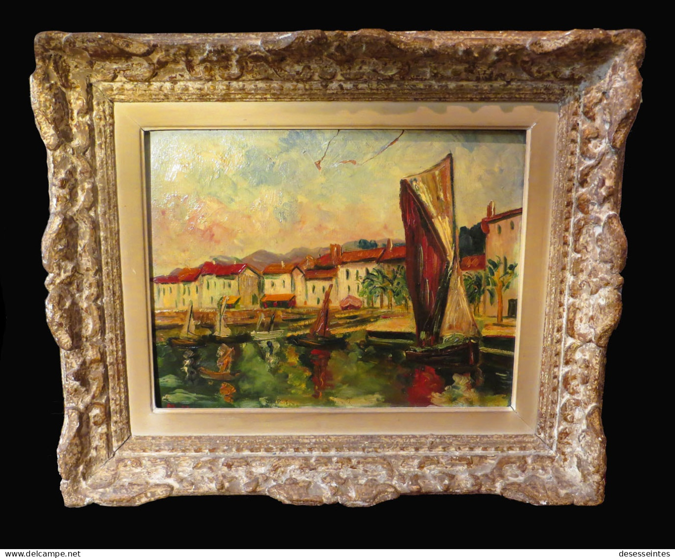 [ALPES-MARITIMES NICE FAUVISME] MUSSIER (Marc) - Huile Sur Carton ; Signée. ''Sainte Maxime / Var - 1939''. - Oils