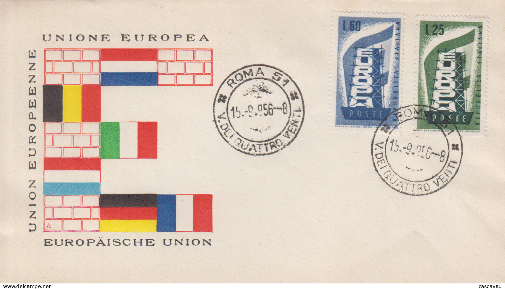 Enveloppe  FDC  1er  Jour   LUXEMBOURG    Paire   EUROPA    1956 - 1956