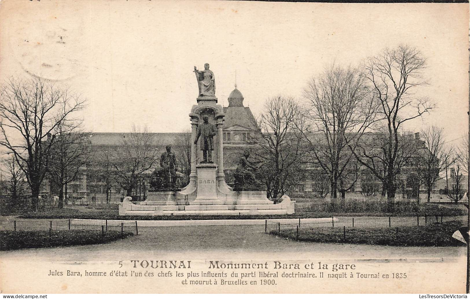 BELGIQUE - Tournai - Monument Bara Et La Gare - Jules Bara, Homme D'état - Carte Postale Ancienne - Tournai