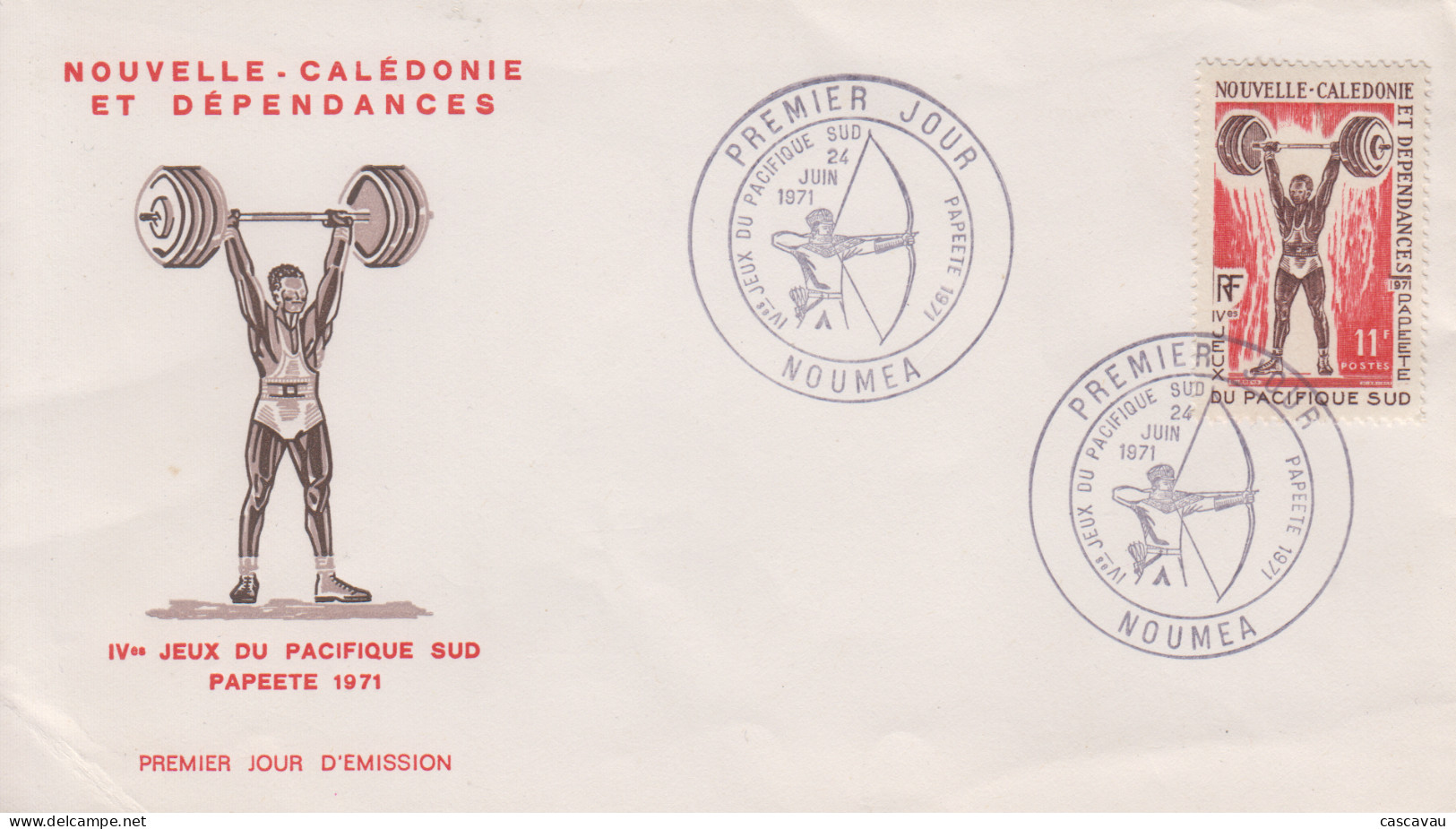 Enveloppe  FDC  1er  Jour   NOUVELLE  CALEDONIE   IVéme   JEUX   DU   PACIFIQUE  SUD   HALTEROPHILIE  1971 - Haltérophilie