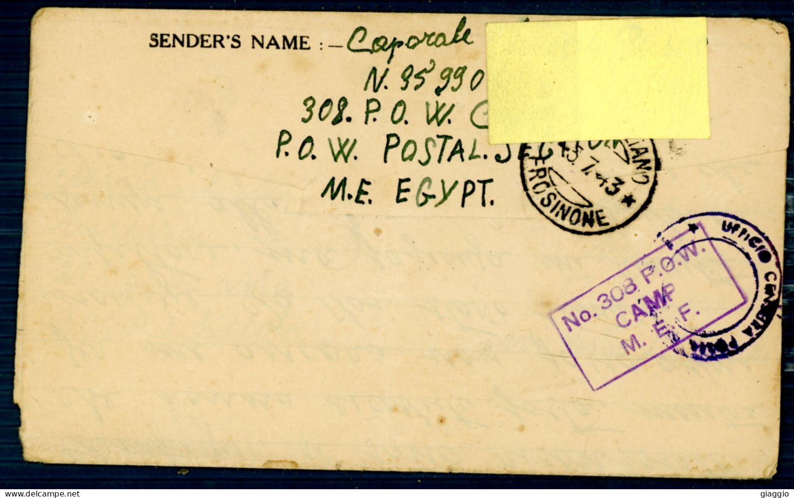 °°° Cartolina - N. 3174 Corrispondenza Prigionieri Di Guerra Egitto °°° - Prison