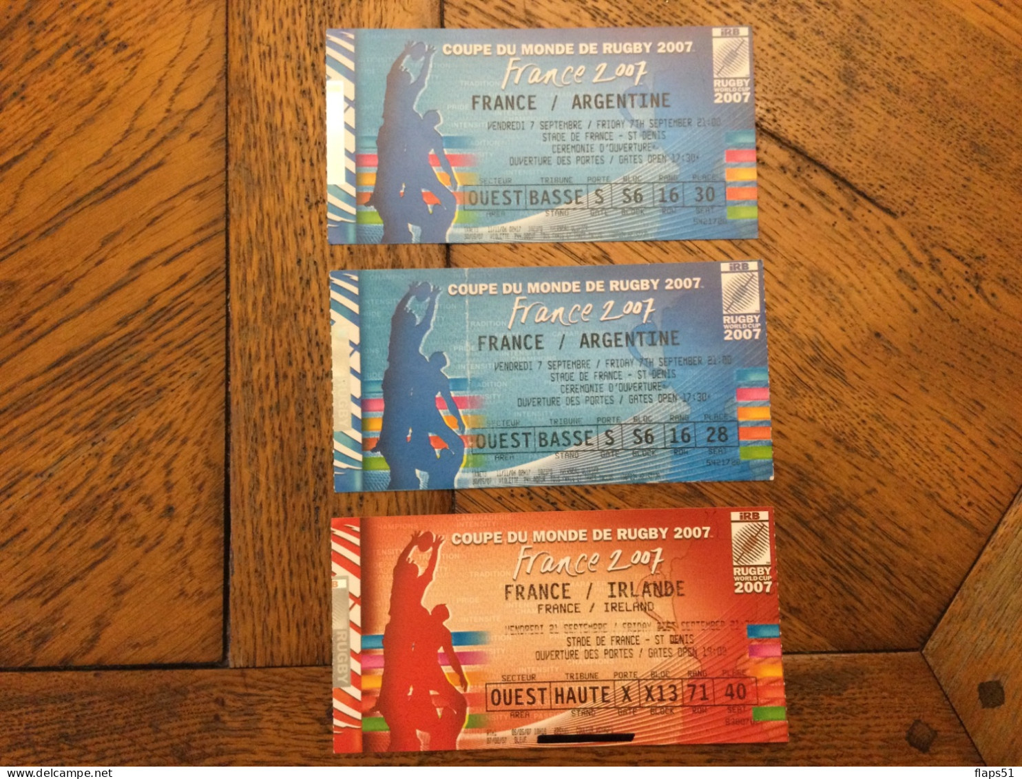 Vends Billets De La Coupe Du Monde En France En 2007 - Rugby