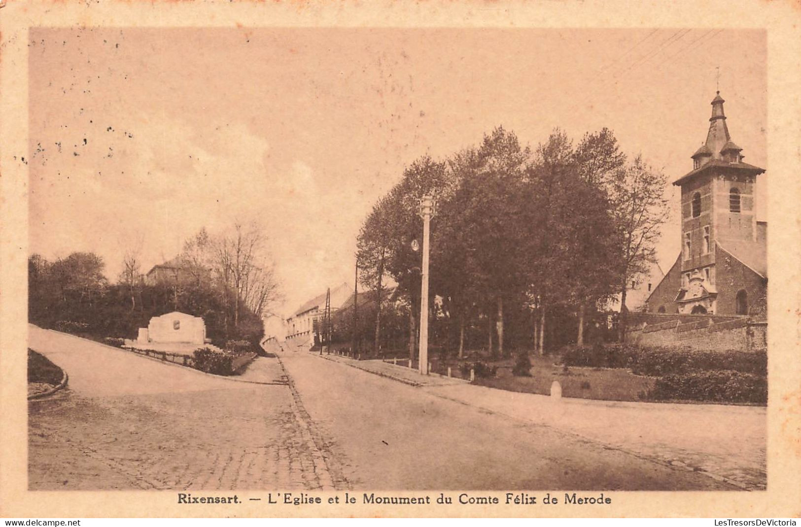 BELGIQUE - Rixensart - L'Eglise Et Le Monument Du Comte Félix De Merode - Carte Postale Ancienne - Rixensart