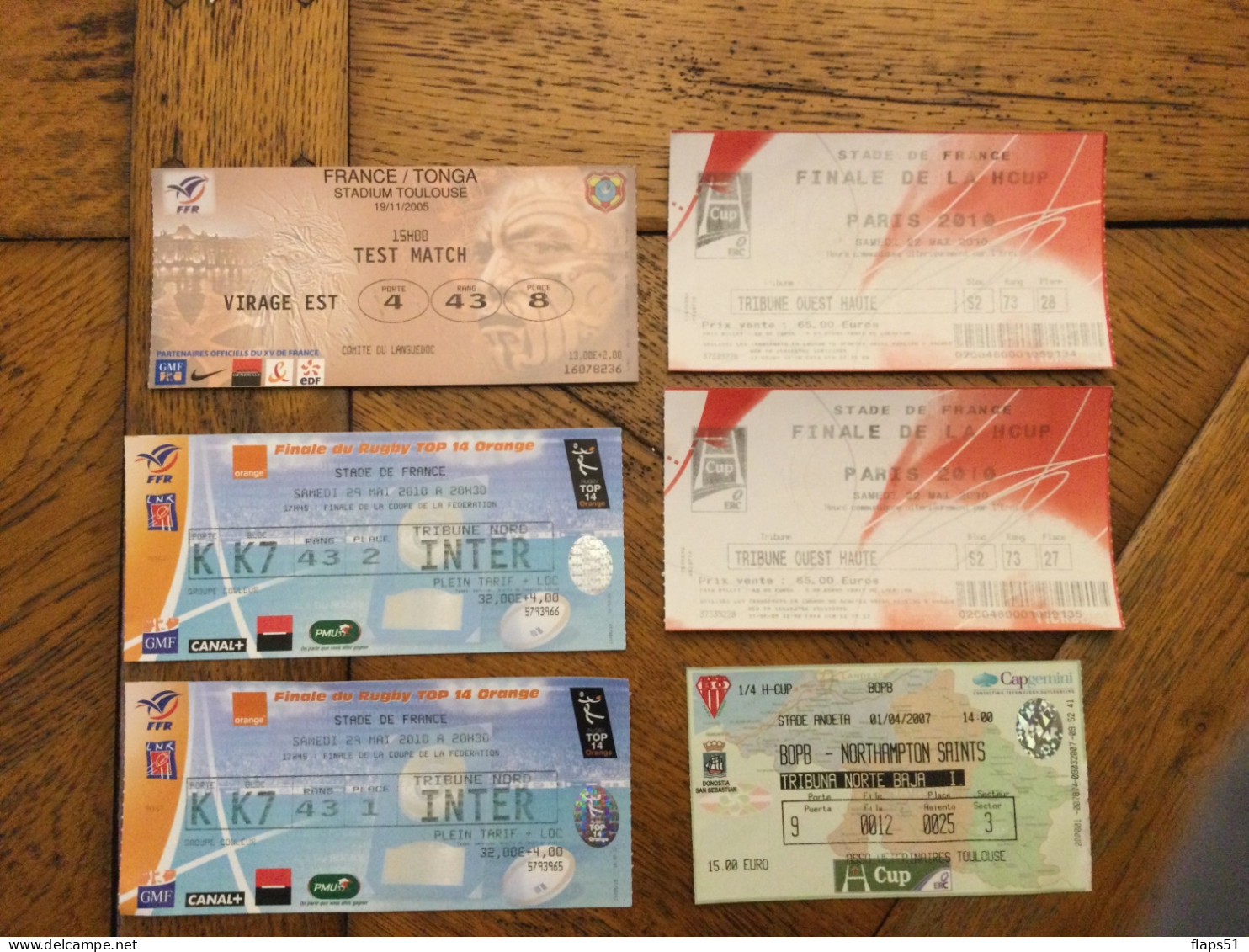 Vends 6 Billets De Match De Rugby Dont 4 Internationaux Et 2 De La Finale Du Top 14 2010 - Rugby